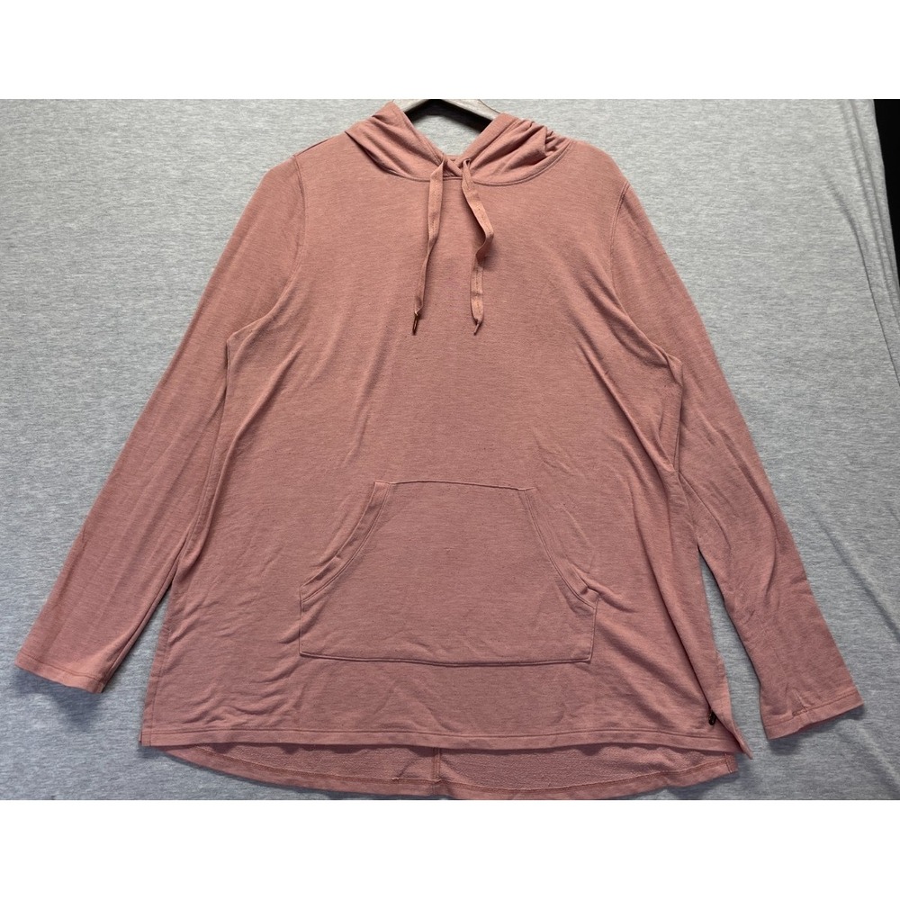 LIVI Soft Hoodie Womens 14/16 Mauve Pink Cotton Side Slit Long Sleeve Drawstring